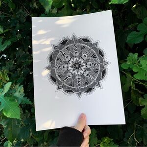 Abstract zentangle mandala art original drawing